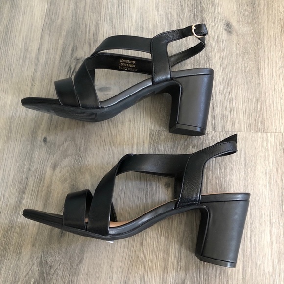 Le Chateau Cris-Cross Block Heel Leather Sandals - Picture 6 of 13